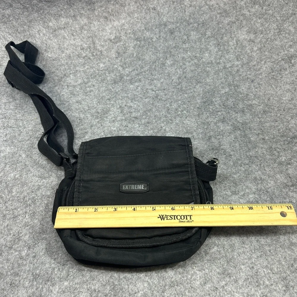 Extreme Unisex Small Crossbody Messenger Bag OS Black Nylon Multi Pocket Utility